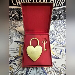 Dior Gold Heart Padlock with Key